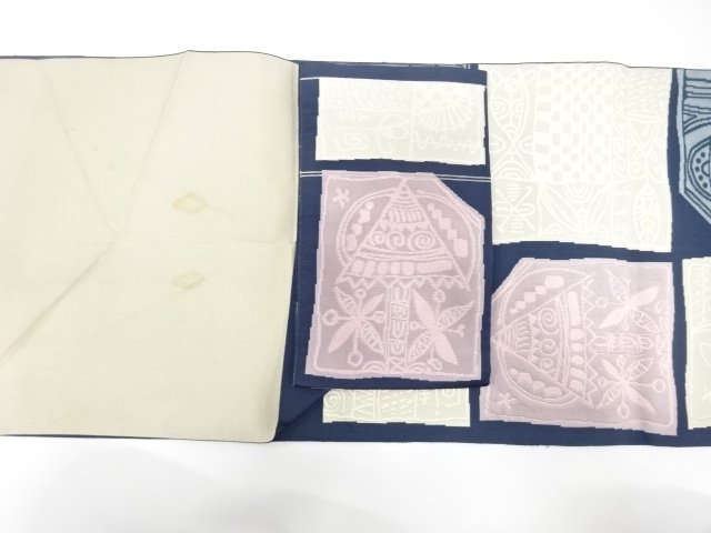  本場筑前博多　花鳥更紗模様織り出し　名古屋帯